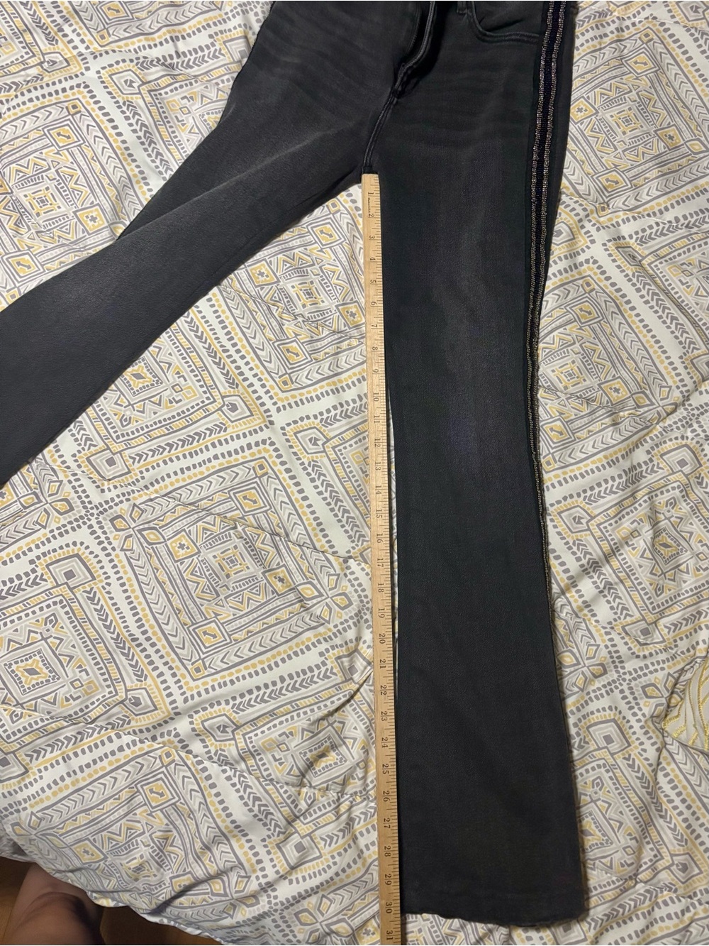 DRIFTWOOD Black Flared Jeans with Iridescent Side Beading (size 27) - Picture 9 of 9